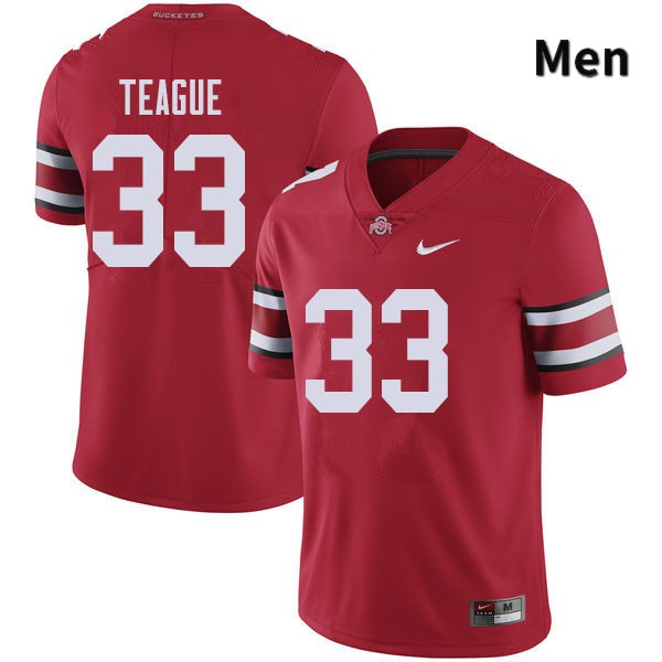 Ohio State Buckeyes Master Teague Men's #33 Red Authentic Stitched College Football Jersey